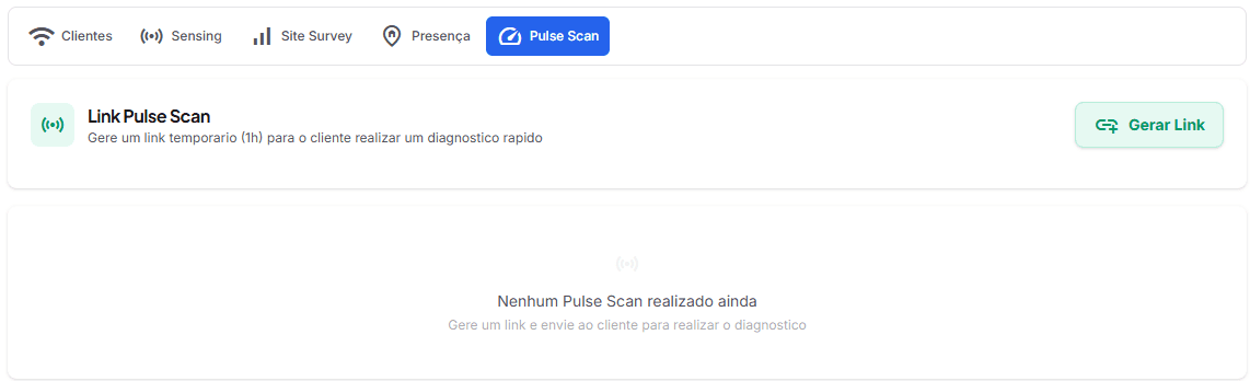 Pulse Scan com geracao de link publico para o cliente fazer diagnostico no navegador, sem app